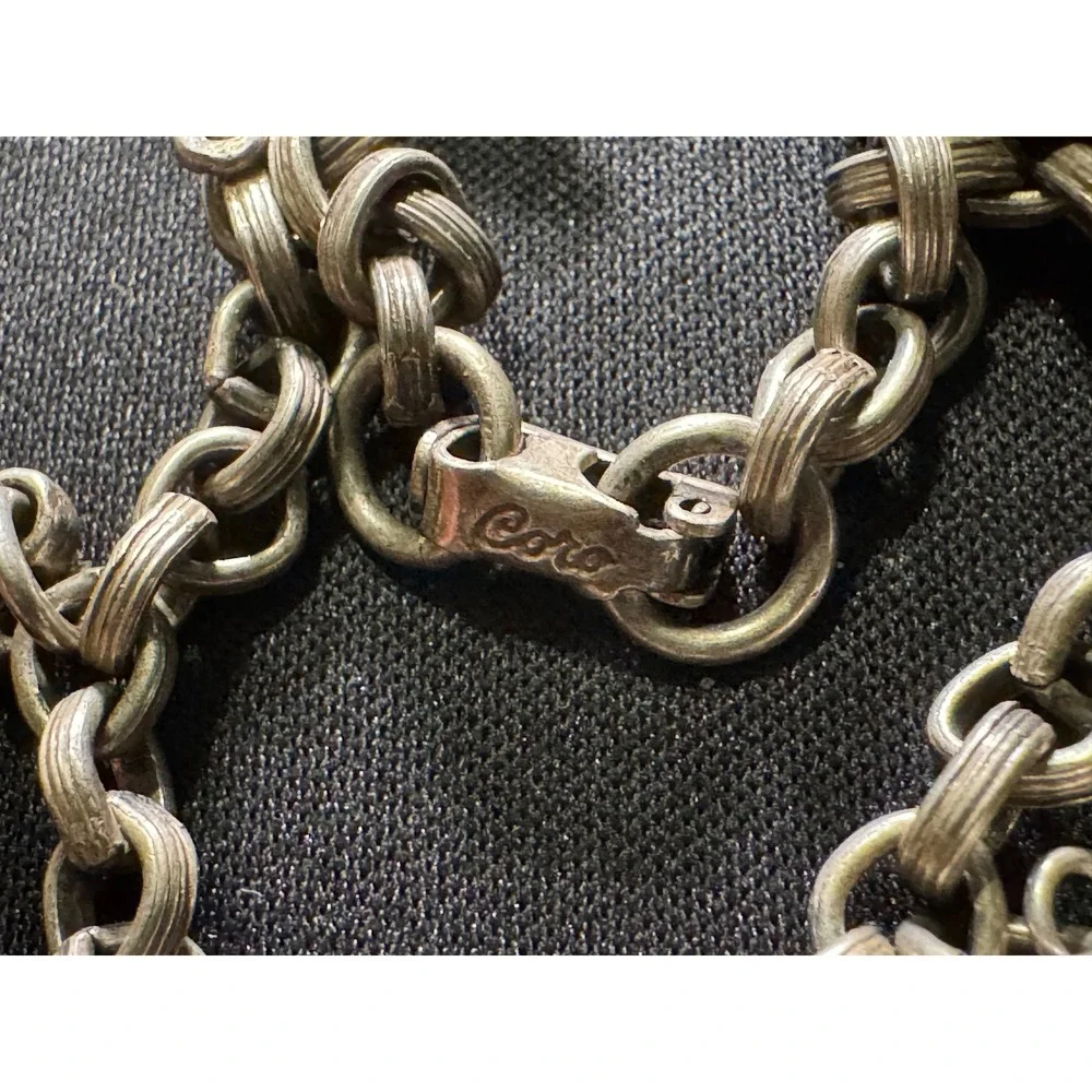 Vintage Coro Nautical Charm Bracelet Silver Tone Compass Anchor Sailboat 6.5in